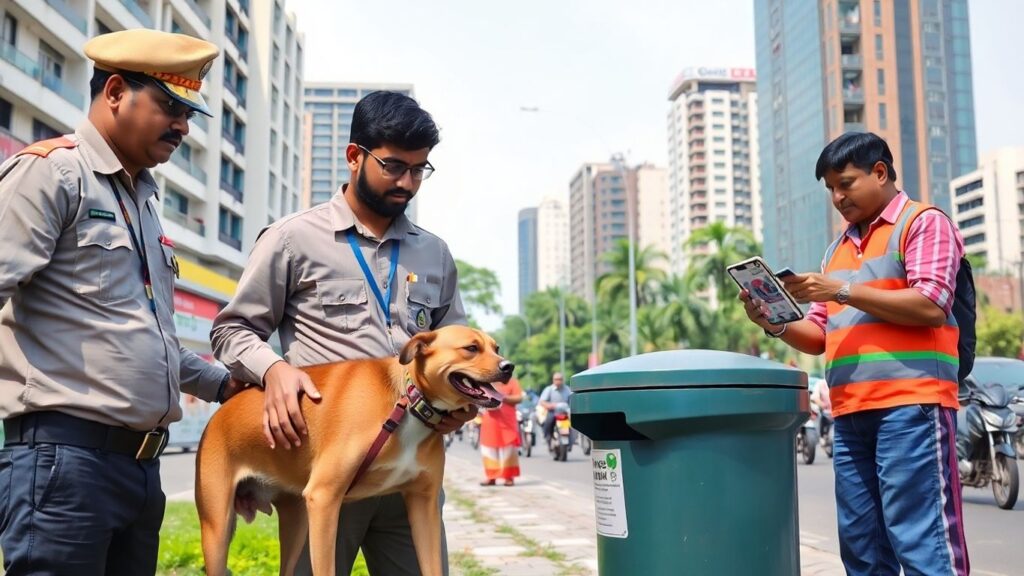 Smart tech collars on stray dogs, QR waste management