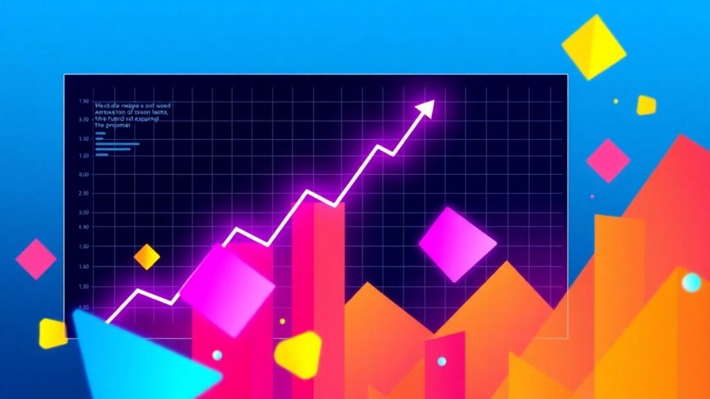 Digital interface showing rapid growth with abstract shapes.