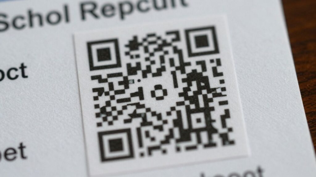 Ofsted badge with QR code for school inspection findings.