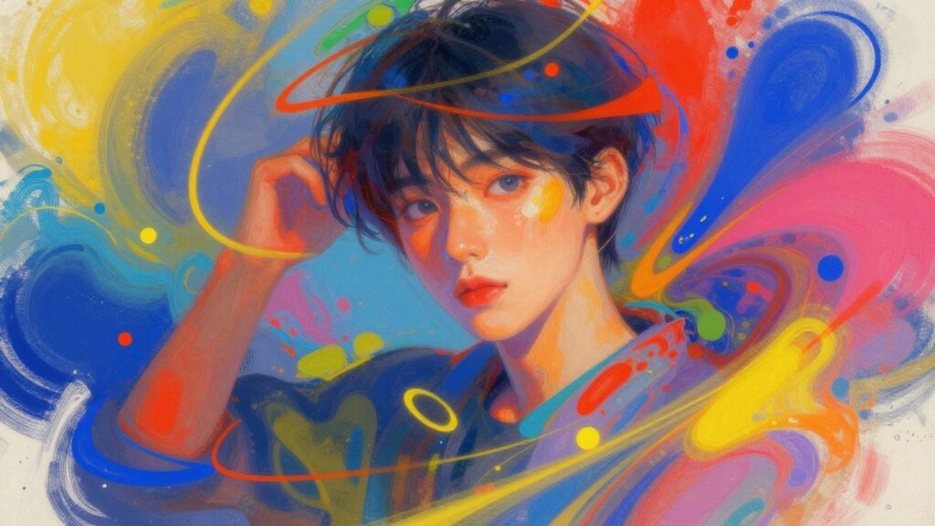 [Ku Hye-sun]'s digital art 'Poemovie' with abstract colorful visuals.